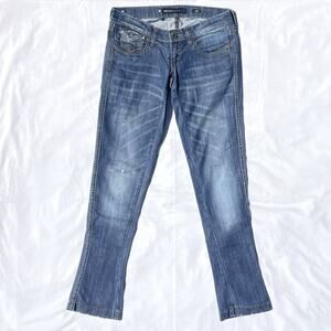 Miss Sixty Y2K Low Rise Shock Distressed Blue Jeans Womens 28